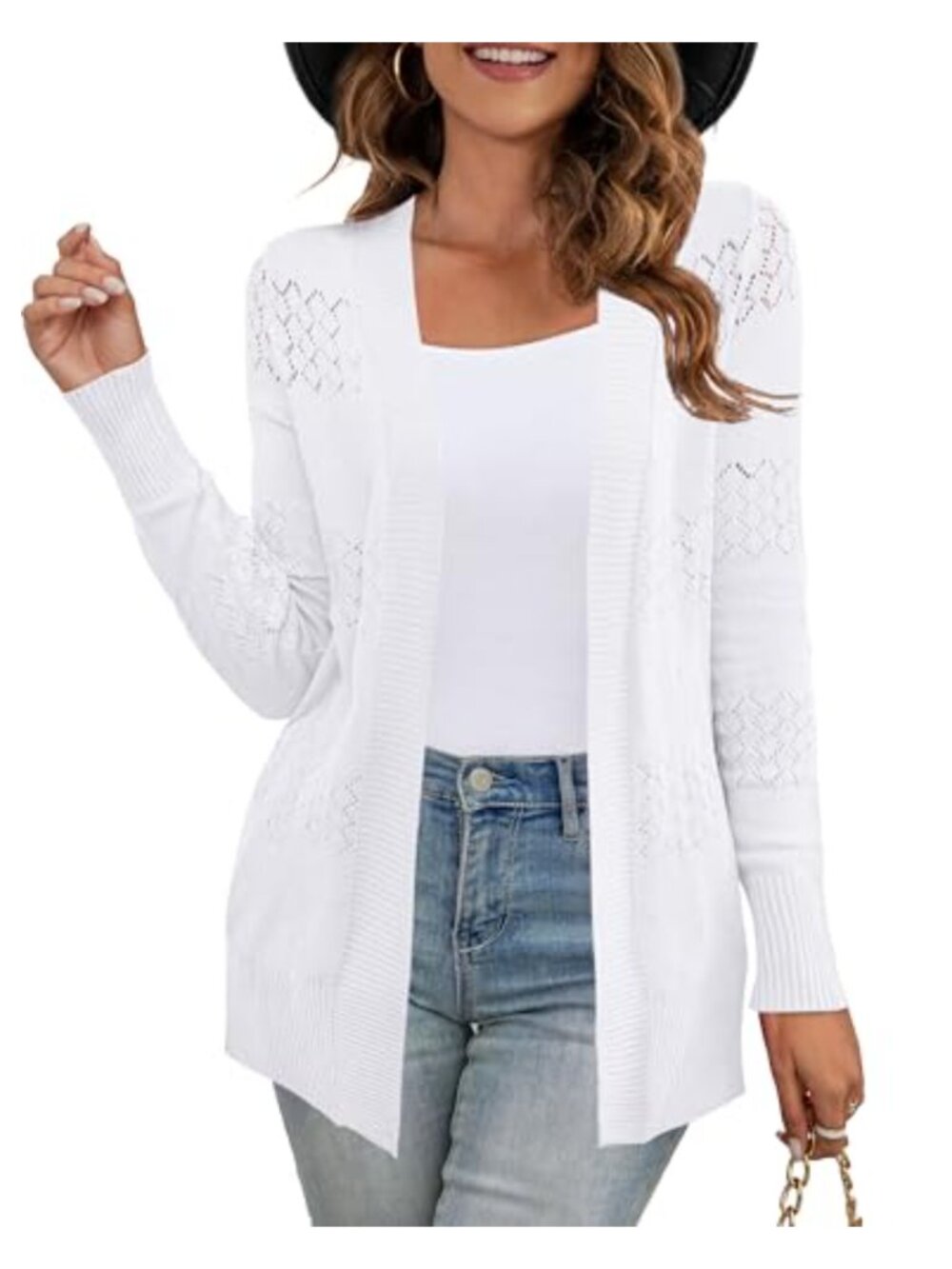 U.Vomade Women's Open Front Cardigan Long Sleeve Ribbed Lightweight